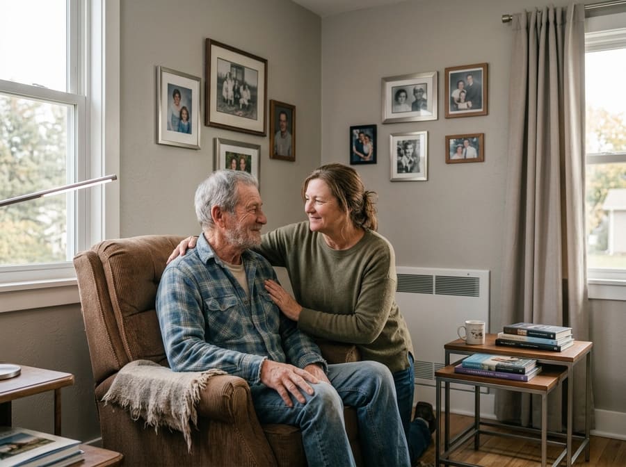 Family member caring for a parent at home